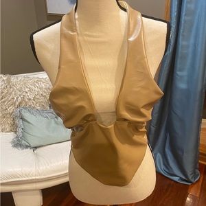 Sexy faux leather halter top